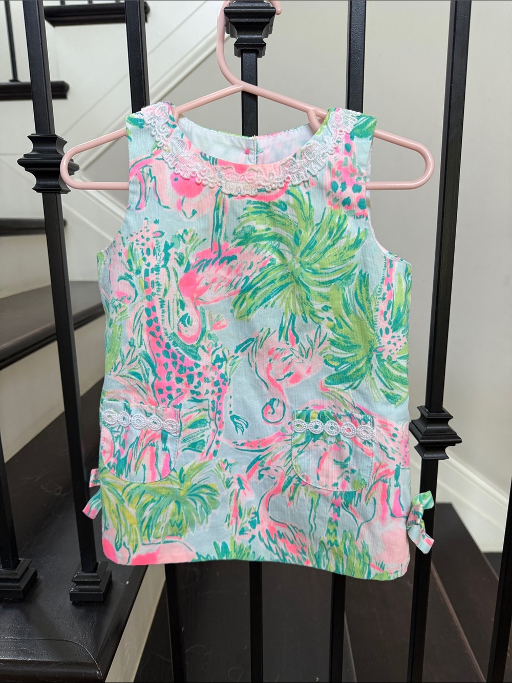 Lilly Pulitzer Pink & Green Flamingo Print Tank Top